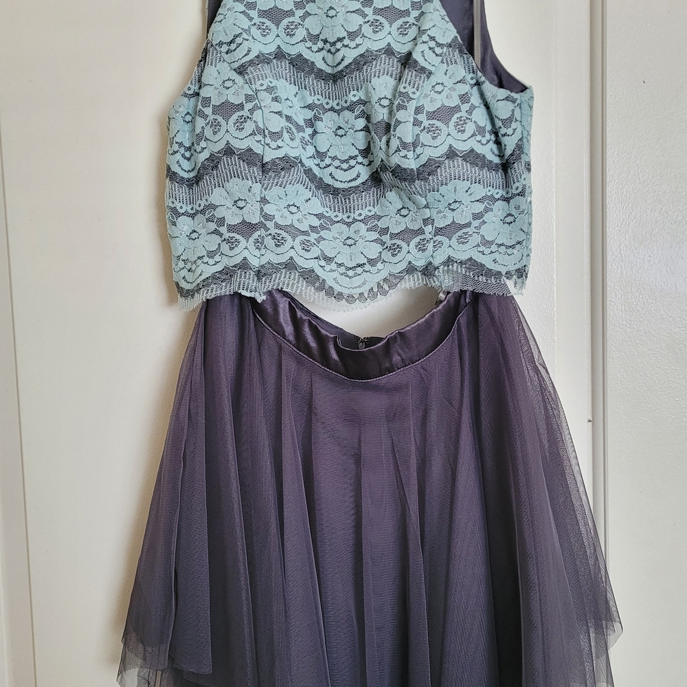 Teeze Me Light Blue and Gray Sleeveless Scoop Neck Sundress.  Unused, No Tags.